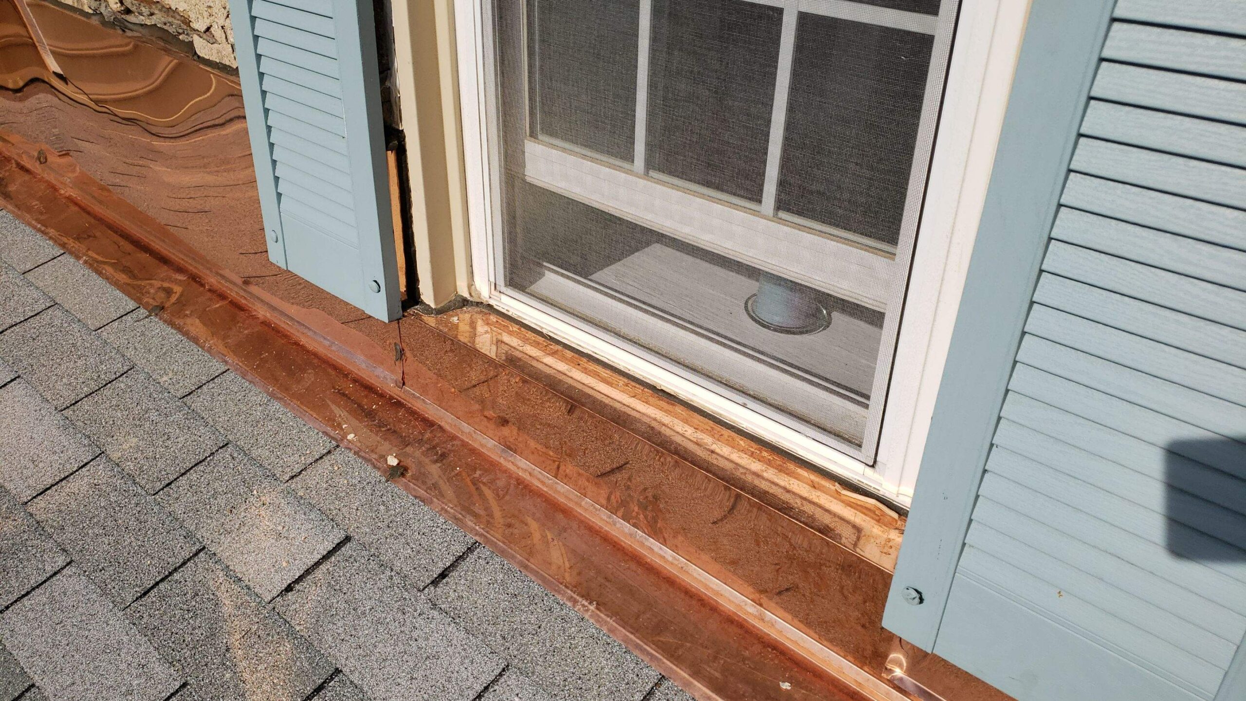 copper flashing around window