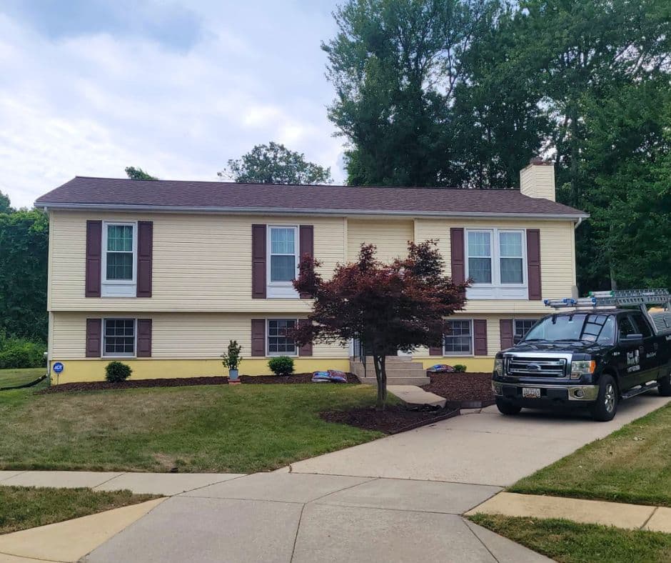 This is a roof replacement in Baltimore County, using Owens Corning Duration shingles in Brownwood color.