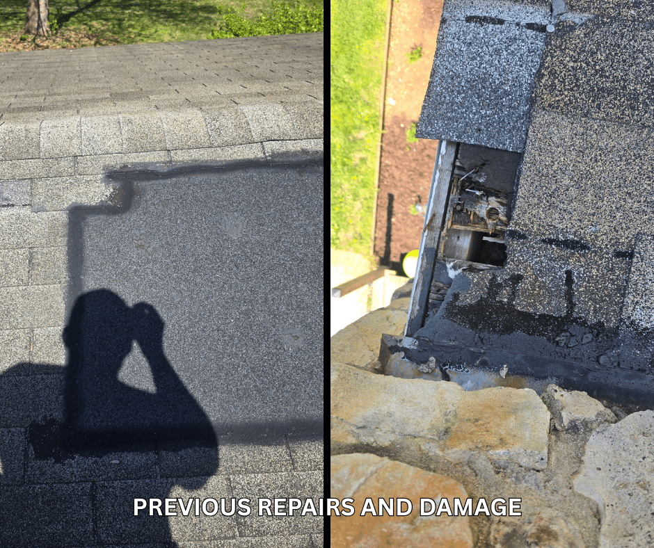 This is existing roof damage in Howard County, Maryland that will be repaired by Roof Right Inc.
