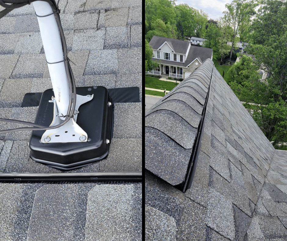 This is a complete Certainteed roof replacement produced by Roof Right in Harford County, using Certainteed Landmark shingles in Georgetown Gray.