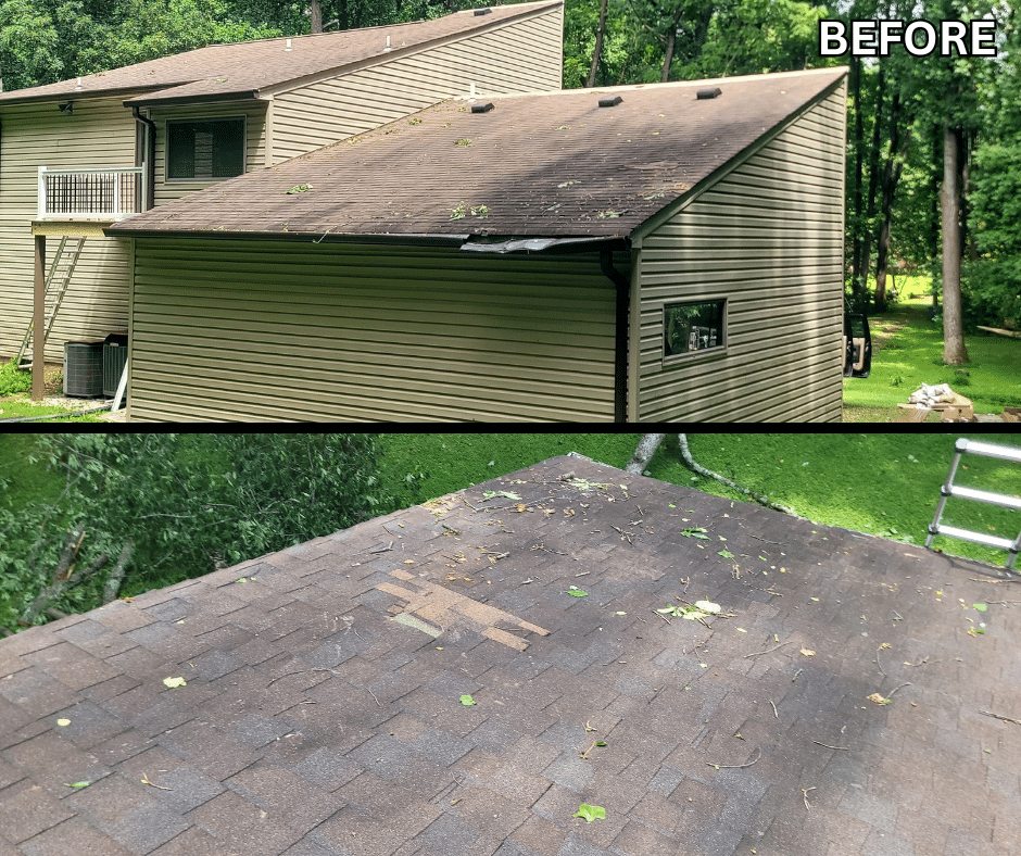 This is an image of a roof repair completed by Roof Right in Howard County, MD using Certainteed Landmark shingles in Burnt Sienna.